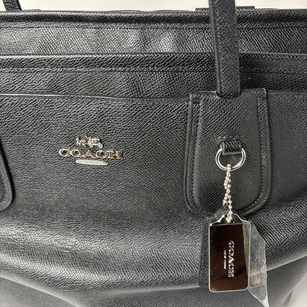 COACH Black Crossgrain Leather Diaper Bag Large Multifunction Tote Travel - Picture 4 of 13